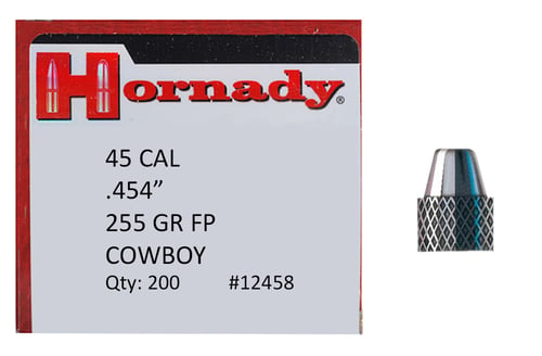 Hornady 12458 Frontier Lead 45 Cal .454 255 gr Flat Point Cowboy 200 Per Box/ 8 Case