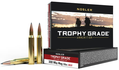 Nosler 60131 Trophy Grade Long-Range Hunting 300 Wthby Mag 210 gr Nosler Spitzer AccuBond-Long Range (SABLR) 20 Per Box/ 10 Cs