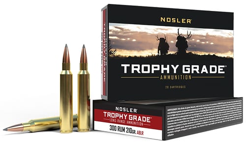 Nosler 60129 Trophy Grade Long-Range 300 RUM 210 gr Nosler Spitzer AccuBond Long Range 20 Per Box/ 10 Case