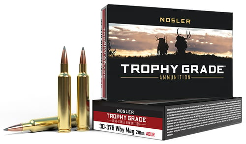 Nosler 60133 Trophy Grade Long-Range 30-378 Wthby Mag 210 gr Nosler Spitzer AccuBond Long Range 20 Per Box/ 10 Case