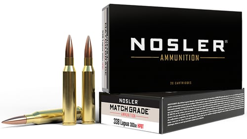 Nosler 43136 Match Grade  338 Lapua Mag 300 gr Custom Competition Hollow Point Boat Tail 20 Per Box/ 10 Case