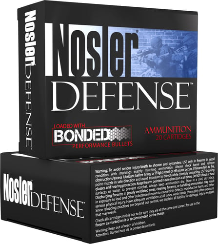 Nosler 37151 Defense Handgun 9mm Luger +P 124 gr Bonded Performance Tipped 20 Per Box/ 10 Case