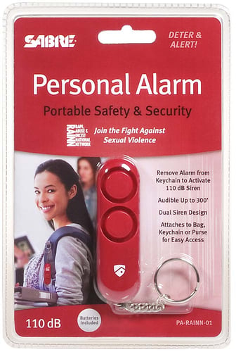 Sabre PARAINN01 Personal Alarm Dual Siren with Keyring Range 300 ft Pocket/Keychain Red