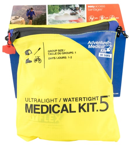 ULTRALIGHT/WATERTIGHT .5 MEDICAL KITUltralight/Watertight .5 Medical Kit Yellow - Designed for Multi-Sport Athletes- 2-Stage Waterproofing - Ultralight & Compact - Blister Prevention & Protection - Treatment for Wounds & Illnesses - Bug Removal & Bite Relief- Treatment for Wounds & Illnesses - Bug Removal & Bite Relief