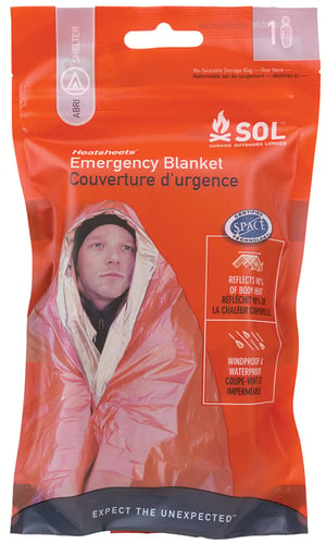 Survive Outdoors Longer 01401222 SOL Emergency Blanket Warmth Waterproof Orange Metalized Polyethylene