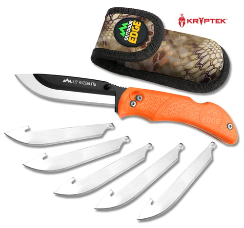 Outdoor Edge Razor Blaze Knife  <br>  Orange 6 Blades Clamshell