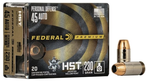 Federal P45HST2S Premium Personal Defense 45 ACP 230 gr HST Jacketed Hollow Point 20 Per Box/ 10 Case