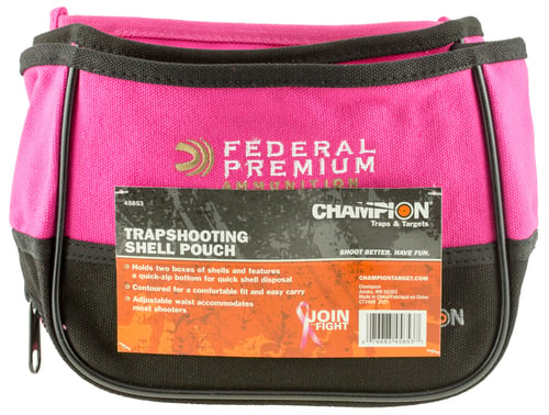 Champion Targets 45853 Trapshooting Double Shell Pouch 2 Box Capacity Pink Nylon Waist Mount