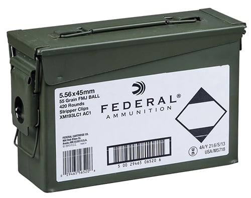 Federal XM193LCAC1 M193 5.56NATO 55GR FMJ Can 20Boxes/21 420rd/Can