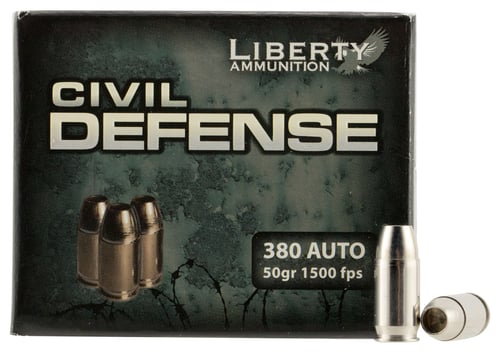 Liberty Ammunition LACD380023 Civil Defense  380 ACP 50 gr Lead Free Fragmenting Hollow Point 20 Per Box/ 50 Case