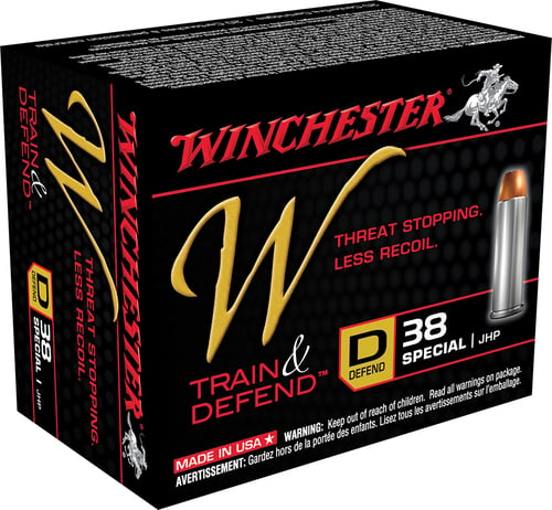 Winchester W38SPLD W Train & Defend Pistol Ammo 38 SPL, JHP, 130 Gr