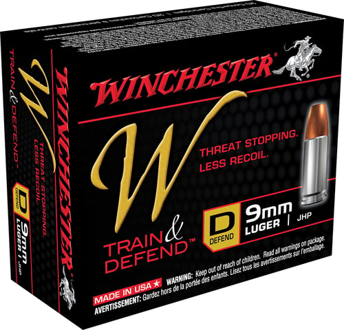 Winchester Ammo W9MMD W 9mm Luger 147 GR Jacketed Hollow Point 20 Bx/ 10 Cs