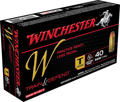 Winchester W40SWT W Train & Defend Pistol Ammo 40 S&W, FMJ, 180 Gr