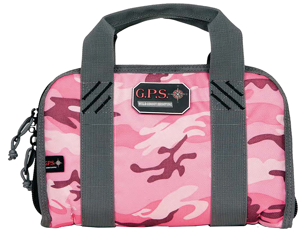 GPS DOUBLE COMPACT PISTOL CASE PINK CAMOFLAGE NYLON<