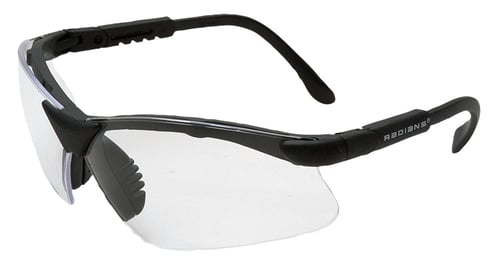 REVELATION SPORT GLASS CLEAR/BLACKRevelation Shooting Glasses Clear Lenses Lens angle & temple length adjustments- Wraparound coverage & side-shield protection - Hard coated, impact resistant polycarbonate lenses - Soft nosepiece with self adjusting fingers - Built-in ventolycarbonate lenses - Soft nosepiece with self adjusting fingers - Built-in ventilation channelilation channel