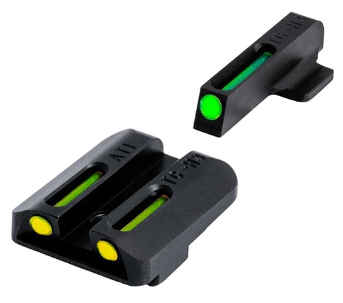 Truglo TG131GT1B Brite-Site TFO Fits Glock 42/43 Tritium/Fiber Optic Green Front Yellow Rear Black
