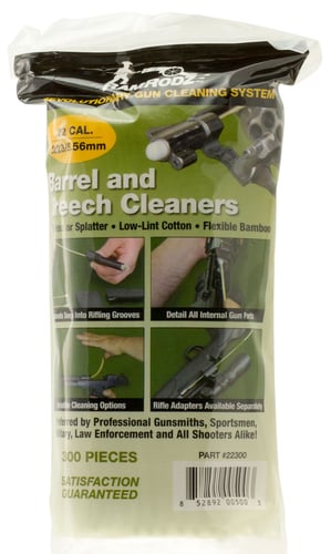 RamRodz 22300 Barrel & Breech Cleaning Swabs 22 Cal Rifle Firearm Cotton/Bamboo 8