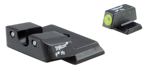 SW MP HD SHIELD NIGHT SIGHT SET YEL FRTHD Night Sights Smith & Wesson M&P SHIELD/Plus/2.0 - Front Yellow Outline/GreenTritium, Rear Black Outline/Green Tritium - Enhanced front sight acquisition in bright, transitional and no light situations - One handed slide manipulationbright, transitional and no light situations - One handed slide manipulation