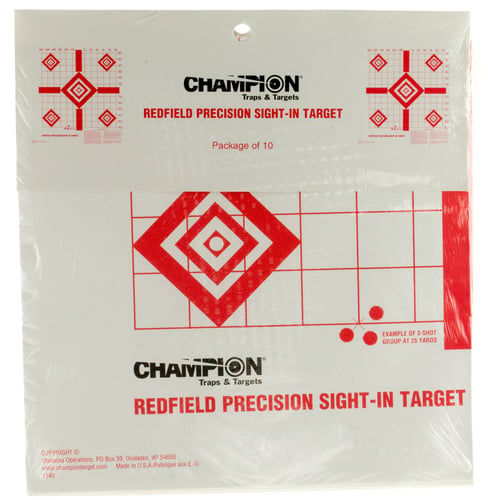 REDFIELD PREC SIGHT-IN TARGET 10PKSight-In Targets Redfield Style Precision Sight-In - 10 pack Use the small diamond targets in the four corners to test results of various ballistic loads