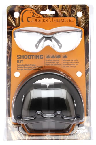 Pyramex DUCOMBO5710 Combo Kits PM8010 Earmuff/Shooting Glasses 26 dB Clear Glasses/Gray Earmuffs