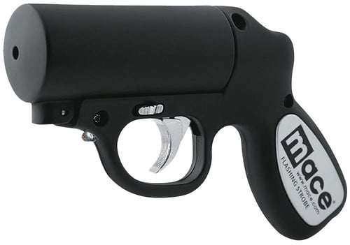 MACE PEPPER SPRAY PEPPER GUN W/STROBE LED MATTE BLACK 28G