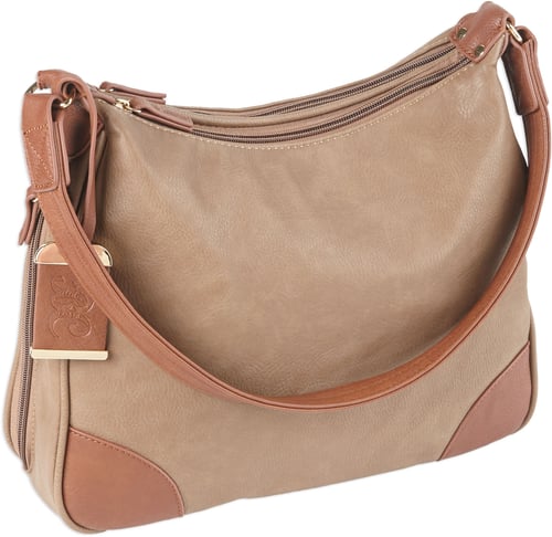 Bulldog BDP014 Hobo Purse w/Holster Taupe w/Tan Trim Leather for Small Autos & Revolvers Ambidextrous Hand