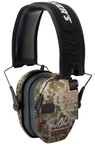 Walkers GWPRSEMKPT Razor Slim Electronic Muff 23 dB Over the Head Kryptek Highlander/Black Polymer