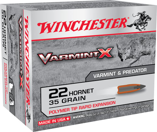 Winchester Ammo X22P Varmint X  22 Hornet 35 gr Polymer Tip Rapid Expansion 20 Per Box/ 10 Case