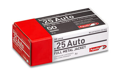 Aguila 1E252110 Target & Range Handgun 25 ACP 50 gr Full Metal Jacket 50 Per Box/ 20 Case