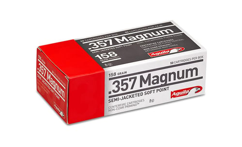 AMMO 357 MAG SJSP 158GR 50RD/BX357 Magnum Ammo SJSP - 158 Grain - 1545 FPS - 50/BX - A popular round for self-defense and tactical applications - Features a copper semi-jacketed