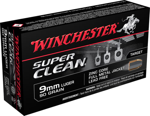 Winchester Ammo W9MMLF Super Clean  9mm Luger 95 gr Lead Free Full Metal Jacket 50 Per Box/ 10 Case