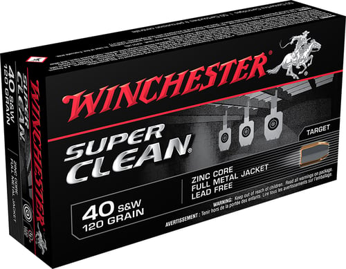 Winchester W40SWLF 40 S&W 120Gr Zinc JSP Super Clean NT Lead Free