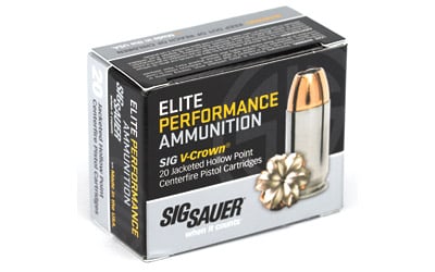 Sig Sauer E9MMA120 Elite Performance  9mm Luger 115 gr V Crown Jacketed Hollow Point 20 Per Box/ 10 Case