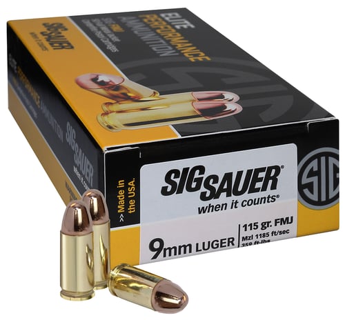 Sig Sauer E9MMB150 Elite Ball  9mm Luger 115 gr Full Metal Jacket 50 Per Box/ 20 Case