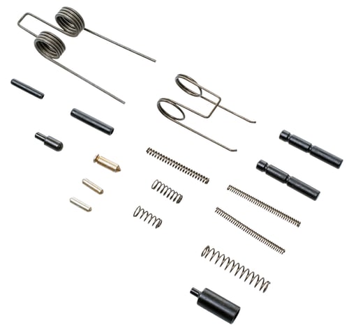 LOWER SPRING AND PIN KITLower Parts Kit AR-15 - Lower Pins and Springs - Hammer and trigger springs - Hammer and trigger pins - Safety selector detent and spring - Buffer retainer and spring - Trigger guard roll pin - Takedown detents and springs (takedown pins nospring - Trigger guard roll pin - Takedown detents and springs (takedown pins not included)t included)