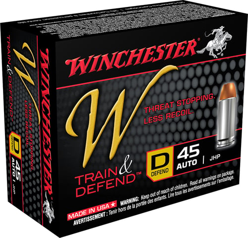 Winchester W45D W Train & Defend Pistol Ammo 45 ACP, JHP, 230 Gr