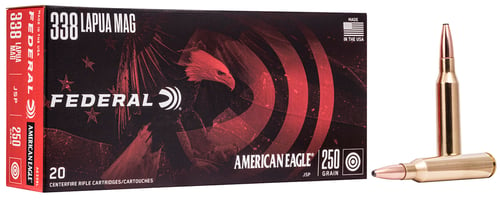 Federal AE338L American Eagle  338 Lapua Mag 250 gr 2875 fps Jacketed Soft Point (JSP) 20 Bx/10 Cs