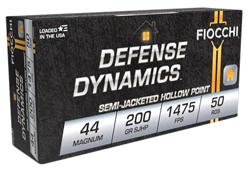 Fiocchi 44B500 Defense Dynamics  44 Rem Mag 200 gr Semi Jacketed Hollow Point 50 Per Box/ 10 Case