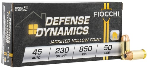 Fiocchi 45T500 Defense Dynamics  45 ACP 230 gr Jacket Hollow Point 50 Per Box/ 10 Case