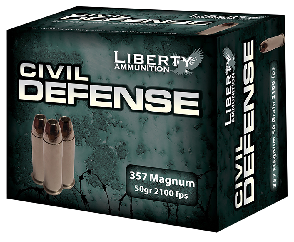 Liberty Ammunition LACD357030 Civil Defense  357 Mag 50 gr Lead Free Fragmenting Hollow Point 20 Per Box/ 50 Case