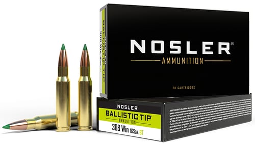 Nosler 40063 Ballistic Tip  308 Win 165 gr Spitzer Ballistic Tip 20 Per Box/ 10 Case