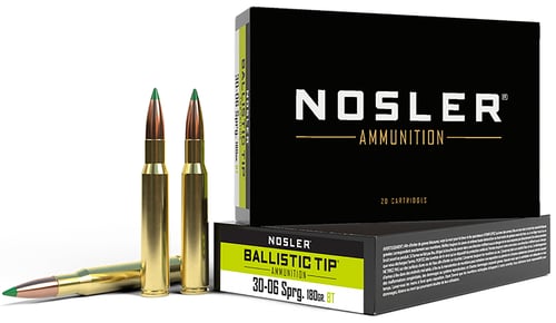 Nosler 40072 Ballistic Tip  30-06 Springfield 180 gr Spitzer Ballistic Tip 20 Per Box/ 10 Case