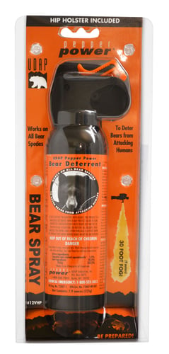 UDAP 12VHP Bear Spray  OC Pepper Range 30 ft 7.90 oz Orange Includes Hip Holster