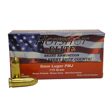 CIA AM1904 Hotshot 9mm Luger 115 GR Full Metal Jacket 50Bx/20Cs