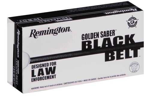 Remington Ammunition 29427 Golden Saber Black Belt 9mm Luger +P 124 gr Belted Brass Jacket Hollow Point (BBJHP) 20 Bx/ 25 Cs