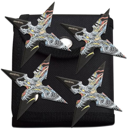 4-INCH4 Points Throwing Stars with Pouch - 4 Pack | 793831001024