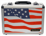 SPORTLOCK ALUMALOCK CASE DOUBLE HANDGUN USA FLAG SCENE<
