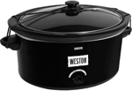 WESTON SLOW COOKER 8 QUART W/ LID & LATCH STRAP BLACK<