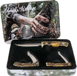 UNCLE HENRY KNIFE 3PC FIXED WOLF GIFT SET W/TIN PROMO Q4<