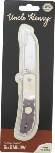 Uncle Henry Next Gen 6UH Folding Knife 27/10 Drop Point Blade Staglon Clamshell | 661120750772